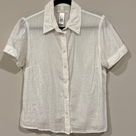 Crazy Horse by Liz Claiborne white button down cotton blouse - Picture 1 of 10
